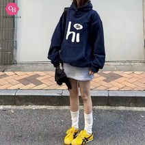 시크힐즈 루즈핏 레터링 후드 티셔츠 00695