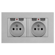 디자인 멀티탭 avoir French wall power electric socket with dual usb 충전기 포트 5v, 회색 2fr2usb
