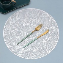 테이블 매트 히비스커스 라 꽃 Bronzing PVC 플레이스 매트 중공 절연 코스터 패드 테이블 그릇 홈 크리스마스 장식 내열성, I white