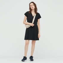 바스락 여름 미디 랩 스퀘어넥 민소매 카라 원피스 유니클로 여성용 V 넥 플레어 슬림 드레스 반소매 프렌치 스타일 트림 네크 라인 439775