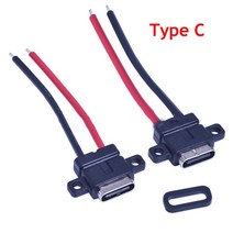 전기차 충전케이블 가정용 1-10개 C 2 핀 방수 여성 USB 소켓 포트 나사 고속 충전 인터페이스 커넥터 케이블 포함, [03] Type C, [04] 10 Pcs