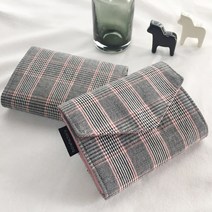보라공장 레트로체크 3단 카드&지폐 명함지갑 (핸드메이드)