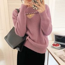 메이킹유 긴팔니트 라운드넥 가슴트임포인트 루즈핏 H6146오이젠니트