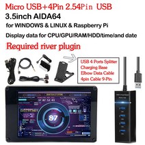 휴대용모니터 태블릿 터치 듀얼 보조 안드로이드 포터블 3.5 인치 컴퓨터 모니터 USB 온도 모니터링 IPS DIY PC 디스플레이 화면 CPU GPU RAM HDD pc용, [02] Combo B