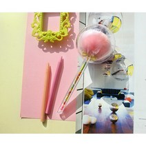 사콕스 롤리팝볼펜 귀여운 털공볼펜 패브릭, 1개, 로즈