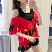 [kirahosi] 여성 여름 티셔츠 캐주얼 S +덧신 증정 120 W