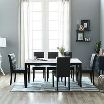 베스트리빙 데미안 에코 6인 대리석 식탁세트/의자6개, 화이트세라믹/초코의자