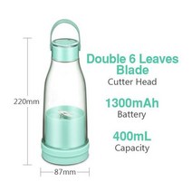 휴대용 Usb 미니 전기 믹서기 과일 야채 주스 믹서 주방 푸드 프로세서 피트니스 여행, 03 6 knifes Green