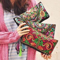 여성 지갑 Boho Hippie Tassel Tote Wallets 핫 빈티지 에스닉 숄더 백 자수