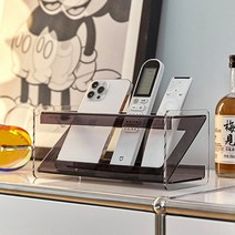 무타공마켓 아크릴 고급 리모컨거치대 리모콘 정리 보관함, 1개, 앰버