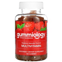 Gummiology 성인용 종합비타민 구미 젤리 천연 라즈베리맛 식물성 구미 젤리 100개