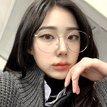 남자 여자 큰알 대두 오버사이즈 동글이 원형 데일리 실버 금속 메탈테 안경