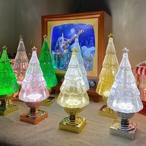 투명 트리 크리스마스 오르골 led 스노우볼 무드등 선물 랜턴, 그린