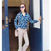 프린세스걸 그린 리본 히든 버튼 블라우스