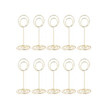 씨앤초이스 스탠드 메모홀더 10세트 네임텍 명함꽂이 쇼클립 문구사무 데스크용 사진 엽서 POP, 10개입_대형_원형골드