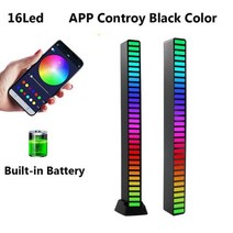 가성비 사운드바 FTOYIN 크리 에이 티브 RGB 음악 사운드 라이트 바 5V USB 16 32Led App 제어 Led 리듬 조명 픽업 음성 주변 호환, 13 16led APP Black