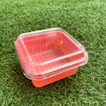 정담 핑크체크 도시락케이크 용기 50개입 용기 + 뚜껑, 1세트