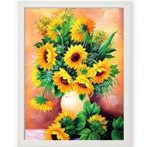 액자 세트 DIY 보석 큐빅 비즈 십자수 30x40 cm, 46.꽃병 해바라기(화이트), 1개