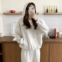 국산제작 여성 클립 후드 트레이닝복 세트 빅사이즈 투피스 마트룩 맘룩 홈웨어