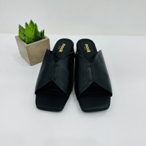 무크 여성 뮬 샌들 슬리퍼 4cm굽 블랙