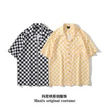 셔츠 남방 블랙 정장 면접 장례식장 조문 오피스 베이직 일 레트로 체크 반팔 남풍 스트리트 루즈핏 커플 셔츠녀