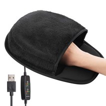 남성 여성 교사를위한 겨울 핸드 워머 플러시 마우스 패드 USB 난방 마우스 패드, 검은색