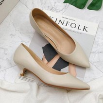 여성 봄신상힐 프렌치소녀 쁘띠슈즈 베이지 가죽라인 콤비 스틸레토 힐 굽 단화 여자 고양이 굽 3cm