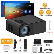 샤오미빔프로젝터SVANUR-풀 HD 네이티브 1080P 휴대용 프로젝터 비머 TV 박스 LED 7000 루멘 LCD 비디오, 05 Add OS 64G Mount