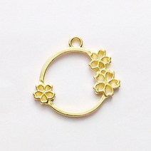 레진아트/프레임악세사리/원형벚꽃메달/금색
