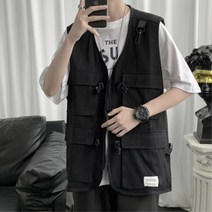 실용적 포켓 버클 캠핑 작업용 조끼 데일리스타일