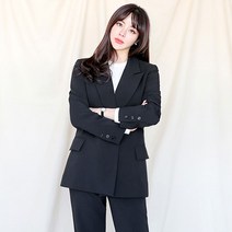 더웨이나인 스판쩌는 여성 정장 자켓 검정 여자 가을 블랙 스판 빅사이즈 면접 델리아 (44-100)