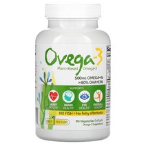 Ovega-3 (오베가-3) 식물성 오메가-3 DHA + EPA 500mg 식물성 소프트젤 90정, One Color, One Size