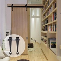 슬라이딩 도어 미닫이 문 방문교체 Lwzhj 소박한 나무 옷장 하드웨어 키트 헛간 블랙 크라운 모양의 트랙 레일 롤러 단일, 6FT 1830mm