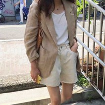 여성 루즈핏 얇은 긴팔 린넨 자켓 봄가을 패션 코디 여름린넨자켓 _ 23013001EA