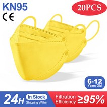 20-100Pcs KN95 마스크 어린이 FPP2 한국어 물고기 블랙 kf94 N95 일회용 입 키즈 보이 ffp2mask mascarilla fpp2 homologada, 10 Child-Yellow-20pcs