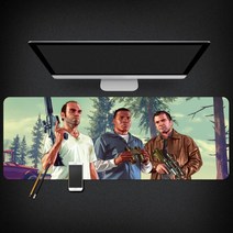 Grand Theft Auto 마우스 패드 GTA5 마우스 패드 대형 컴퓨터 게임 노트북 키보드 마우스 장패드 책상 패드 pc 게임 모바일 게임 캐릭터 마우스패드, 03_400x900mm | 3mm