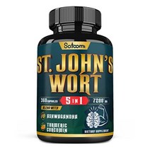 4 in 1 세인트 존스 워트 추출물 캡슐 7200 mg Ashwagandha 심황결합 후추 수면 에너지 지원 360캡슐