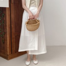 라프렌 코튼 주름 랩 롱스커트 (버튼랩/데일리룩)