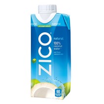 지코 ZICO Natural 100% Coconut Water Drink 내츄럴 코코넛 워터 드링크 11.2Fl.oz(330ml) 12개, 1세트