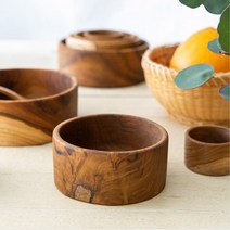 티크 우드 일자 그릇 면기 비빔기 샐러드볼 나무그릇 우드식기 2p세트