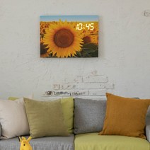 발루아 LED 시계용 액자 + 24cm 벽시계 패브릭액자 캔버스액자, 15. 해바라기들+ 24cm LED 벽시계