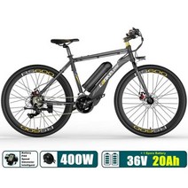 emtb 로드 전기 산악 자전거 3륜 삼륜 가성비 전기자전거 RS600 슈퍼 파워 36V 20Ah 배터리 전자 700C 도로 디스크 브레이크 모두 알루미늄 합금 프레임, 400W 그레이 P
