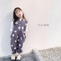 무드때때 유아 아동 봄 도트 베스트 점프슈트