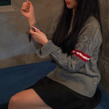 데일리룩 스트라이프 포인트 트위스트 꽈배기 겨울 여성 니트