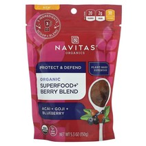 Navitas Organics 슈퍼푸드플러스 베리 혼합물 아사이베리 플러스 구기자 플러스 블루베리 150g(5.3oz), 150.25g, 2병, 150.25g