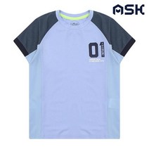 에스크 주니어 유니 컬러 배색 폴리 싱글 티