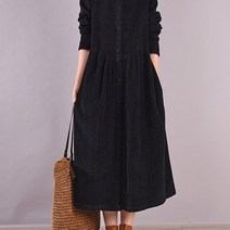 루비샵 여성 빅사이즈 루즈핏 벨벳 셔츠 롱 원피스 4종컬러