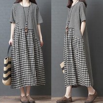 마이팝 원피스 롱 여름 쉬폰 린넨 셔츠 도트 멜빵 뷔스티에 플리츠 카라 나시 민소매 체크 빅사이즈 지지미 반팔 임부 WP1813