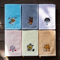 카카오프렌즈 해피 고리수건 6매 핸드타월, 6개, 색상별로1장씩