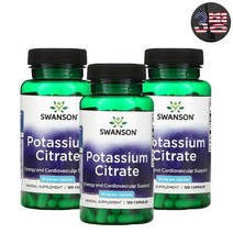 스완슨 구연산 칼륨 99mg 포타슘 마그네슘 스테아레이트 120캡슐 3통, 3개, 120개